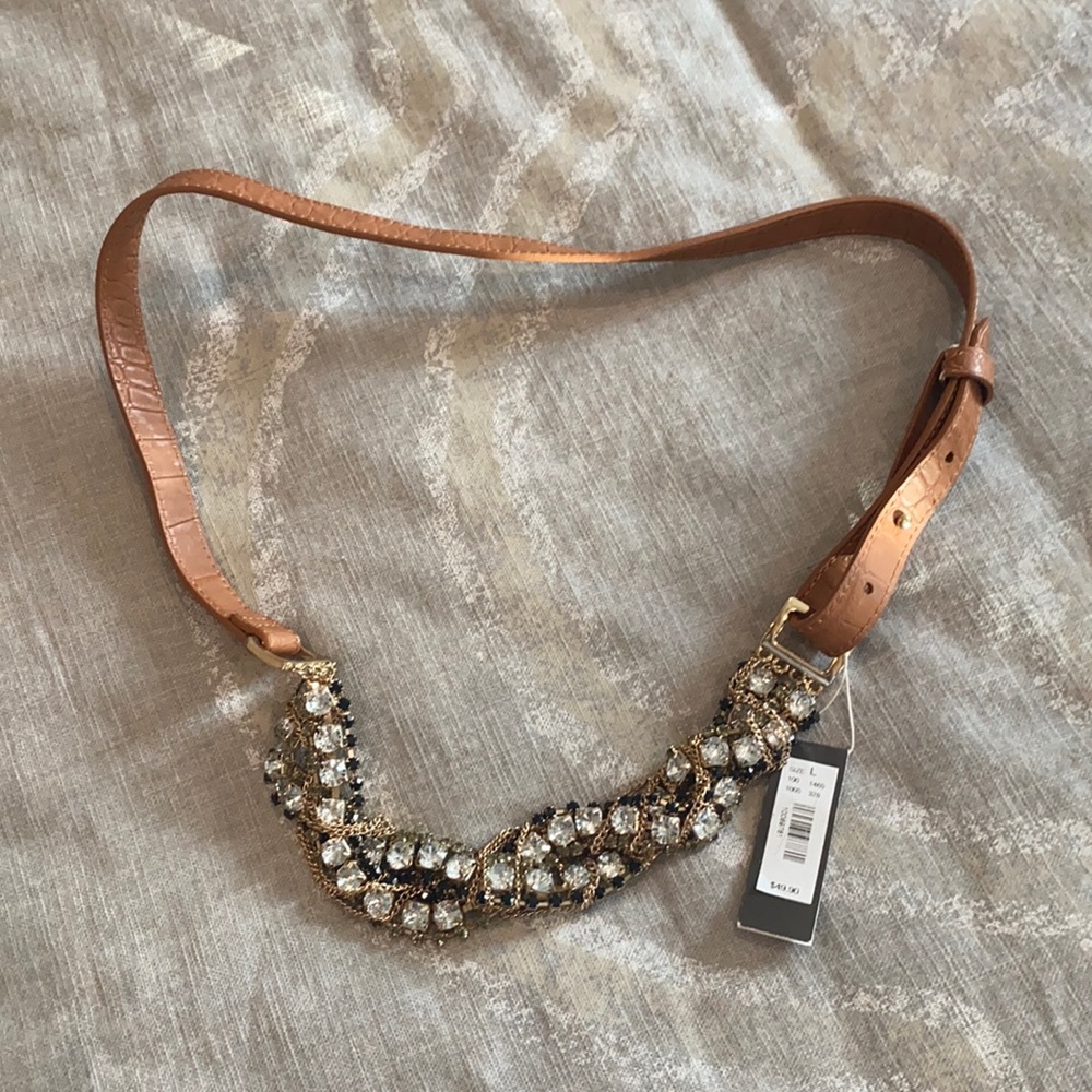 Limited Rhinestone and Faux Leather Belt Size L
